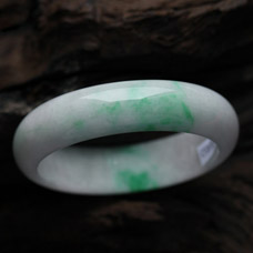 素錦年華緬甸天然糯種飄翠A貨翡翠手鐲 內(nèi)徑55mm