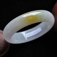 赫日流輝天然緬甸老坑A貨冰糯種帶黃翡翠玉手鐲 內(nèi)徑58MM
