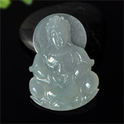 護(hù)身保平安緬甸冰糯種天然翡翠A貨玉觀音掛件圖
